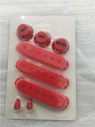 Strat SSS Pickup Cover, Switch Tip and Volume/Tone Knobs Set - Red