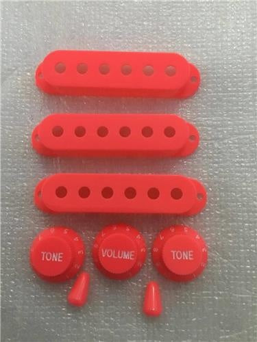 Strat SSS Pickup Cover, Switch Tip and Volume/Tone Knobs Set - Pink