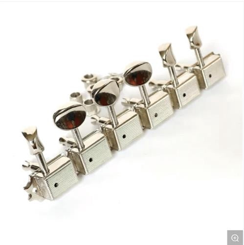 6 In Line Style Tuning Peg Set - Oval Chrome Buttons