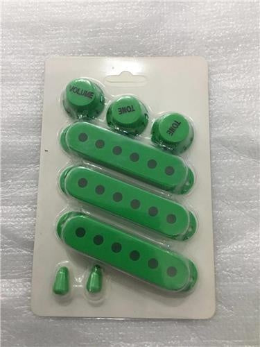 Strat SSS Pickup Cover, Switch Tip and Volume/Tone Knobs Set - Green