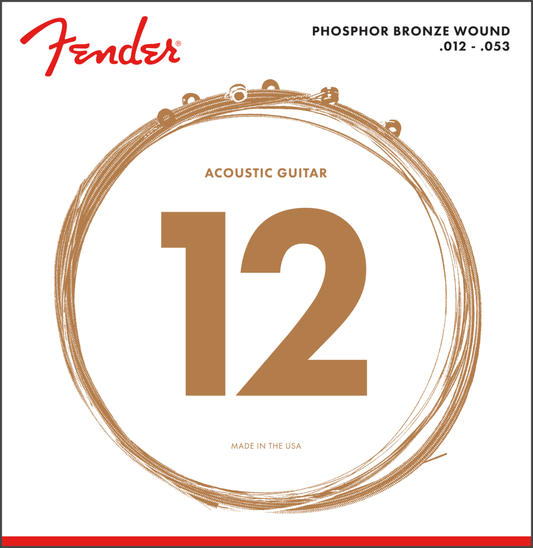 Fender Phosphor Bronze Acoustic Guitar Strings, Ball End, 60L 12-53