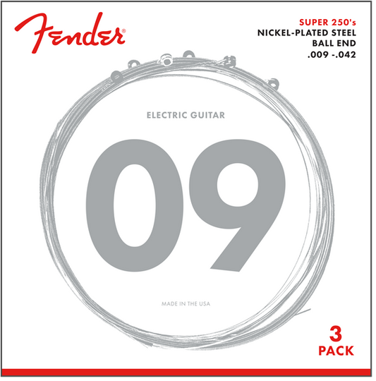 Fender Super 250L NPS Ball End Strings 9-42 (3-Pack)