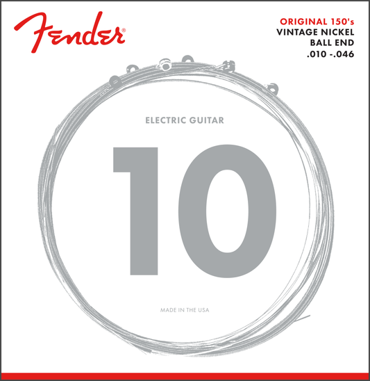 Fender Original 150 Guitar Strings, Pure Nickel Wound, Ball End, 150R 10-46