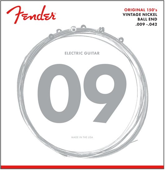 Fender Original 150 Guitar Strings, Pure Nickel Wound, Ball End, 150L 9-42