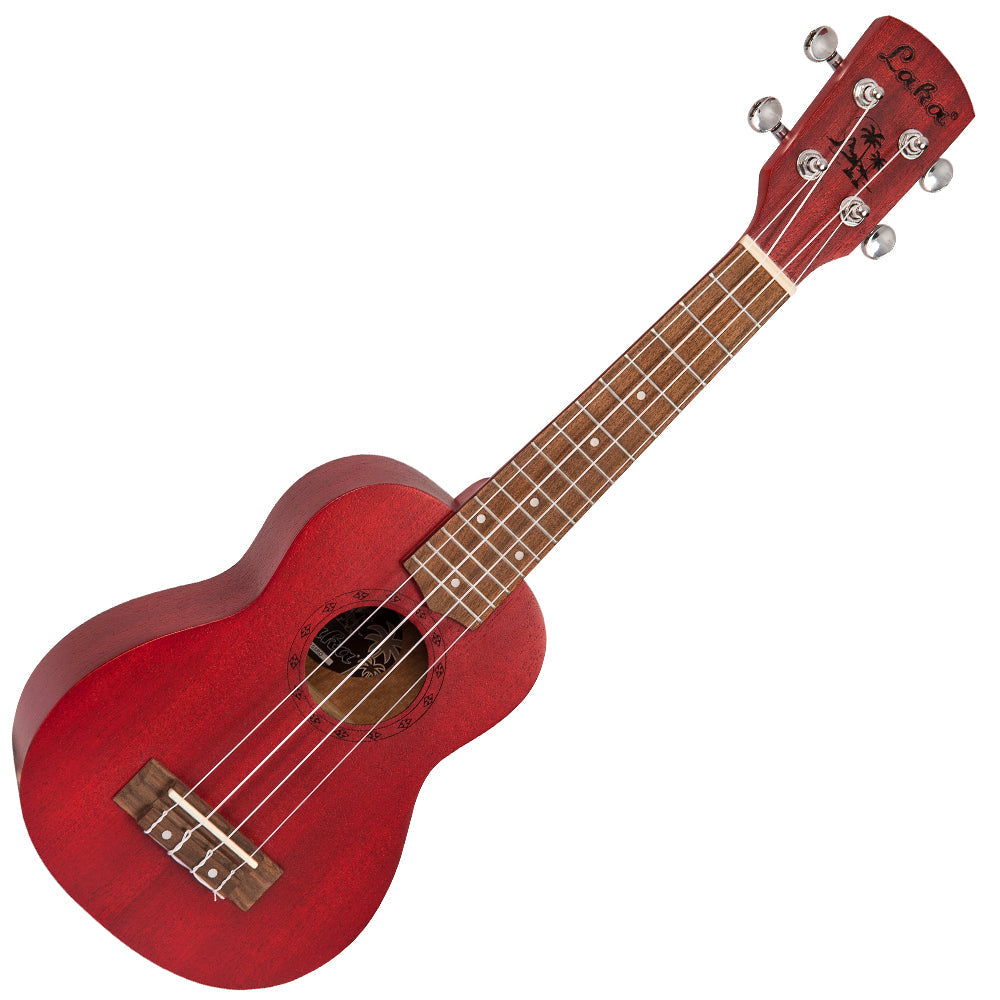 Laka Sapele Series Soprano Ukulele & Bag ~ Red